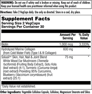 Clinical Youth Collagen Hydrolyzed Marine Collagen Type I & III VegCaps 600 mg 60ct by KAL