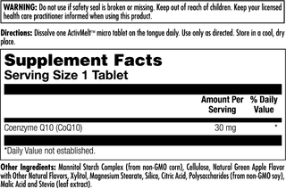 CoQ-10 30mg ActivMelt Instant Dissolve Tablets 90ct by KAL