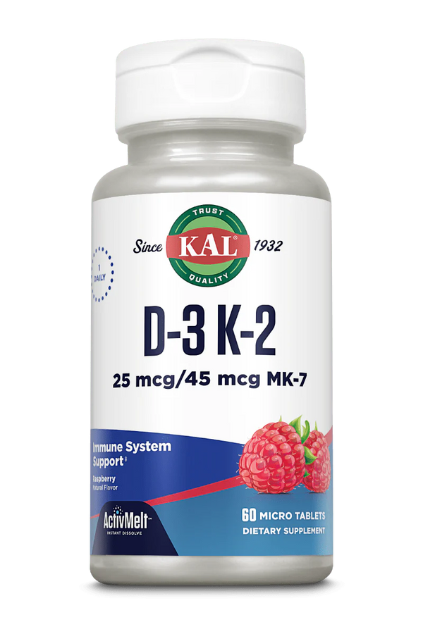 D-3 K-2  60ct 25mcg lozenge Raspberry by Kal