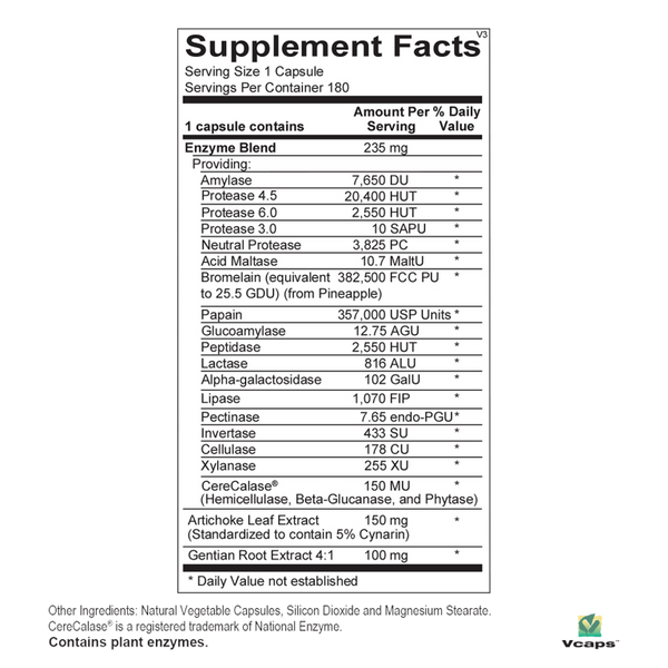 Digestive Enzymes - 180 Capsules (Inwell Biosciences)