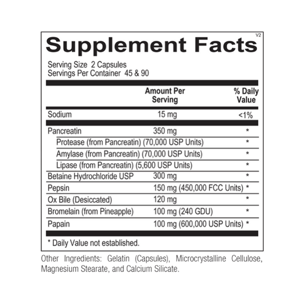 Digestive Enzymes HCL - 180 Capsules (Inwell Biosciences)