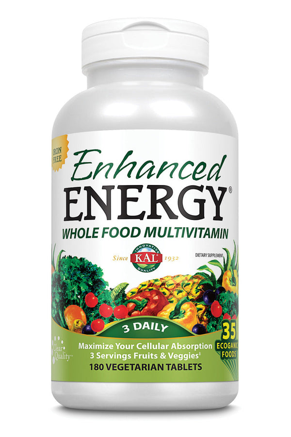 Enhanced Energy Whole Food Multivitamin Iron-Free VegCaps 90ct by KAL