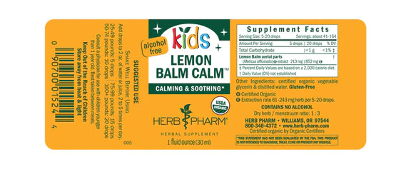 Kids Lemon Balm Calm AF - Herb Pharm