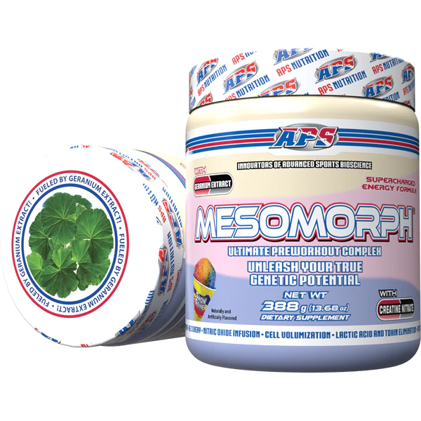 Mesomorph W/Geranium Extract 388g Snow Cone by APS Nutrition