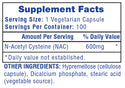 NAC  N-Acetyl Cysteine 100 capsules by Hi-Tech Pharma