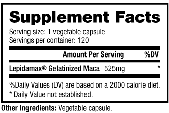 Maca 525mg (Lepidamax) - 120 Vegetable Capsules (NutraBio)