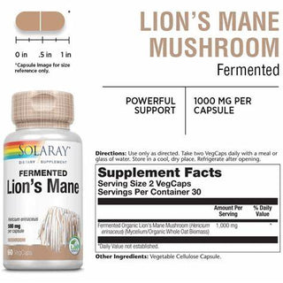 Lions Mane ORG Fermented 60ct 1000mg capsule by Solaray