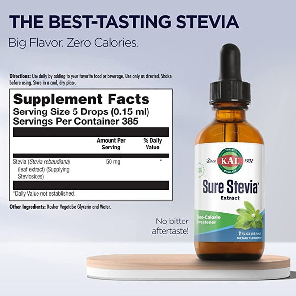 Sure Stevia Liquid Extract  4floz  drop by Kal