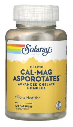 Cal-Mag Asporotates Advanced Chelate Complex 2:1 Ratio 120ct gelcap by Solaray