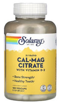 Cal-Mag Citrate w Vit D2 2:1 Ratio 180ct veg cap by Solaray