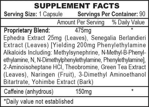 Stimerex Hardcore w/Ephedra  90 capsules - by Hi-Tech Pharma