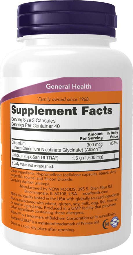 Chitosan Plus 500mg - 120 Veg Capsules (NOW Foods)