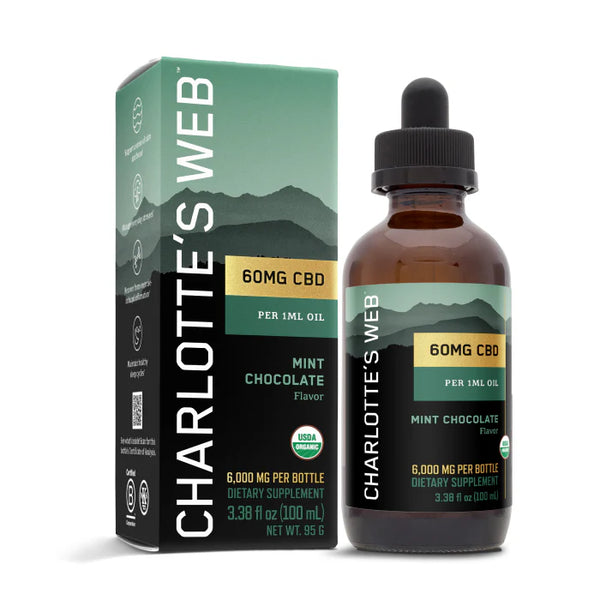 Charlotte's Web Mint Chocolate 60mg 100mL Oil 3.38 OZ