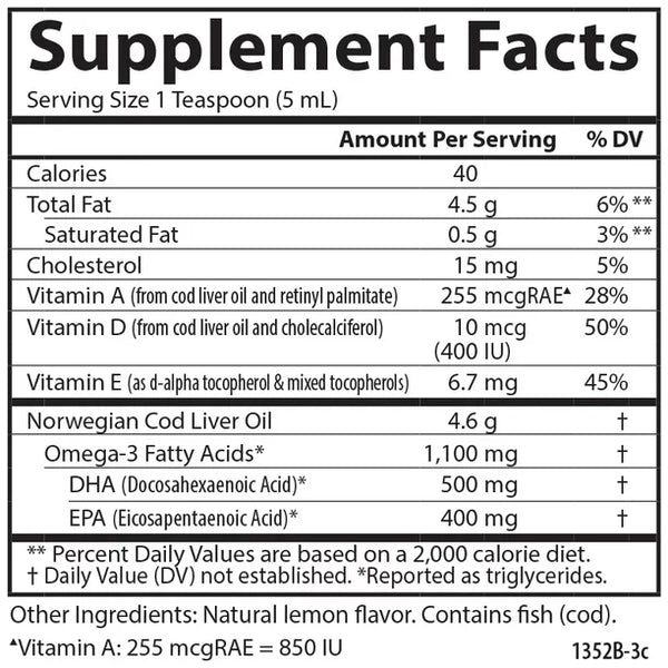 Wild Norwegian Cod Liver Oil 1100 mg - 16.9 FL OZ (Carlson)