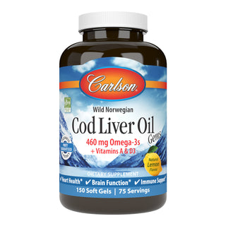 Cod Liver Oil Gems 460mg - 150 Capsules (Carlson Labs)