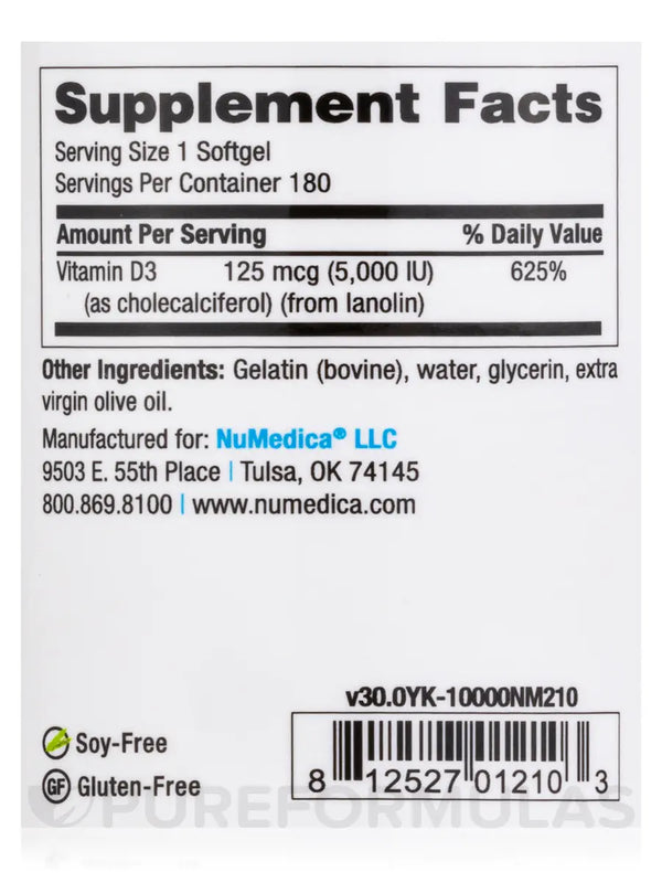 D3-5000 180 Softgels - NuMedica