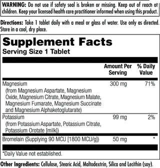 Magnesium Potassium Bromelain  60ct 300mg by Kal