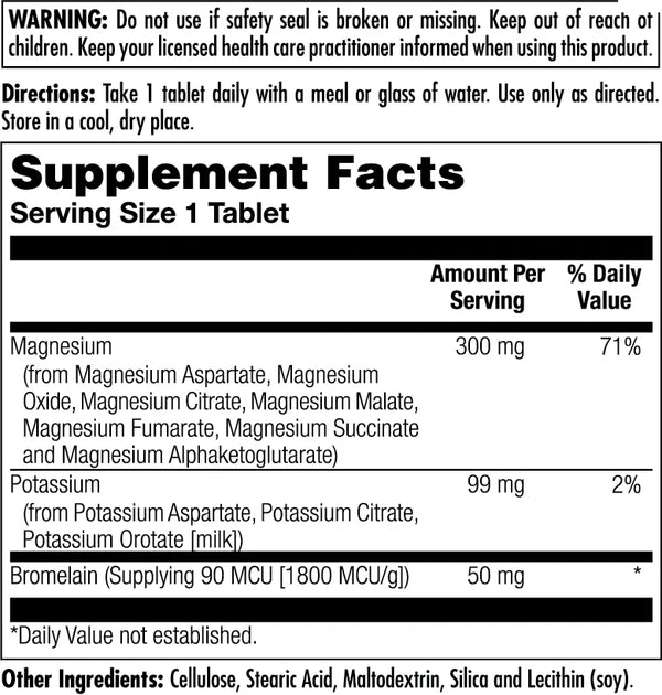 Magnesium Potassium Bromelain  60ct 300mg by Kal