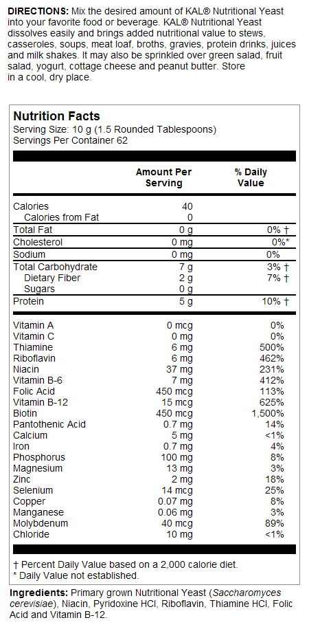 Nutritional Yeast Flakes 12oz by KAL