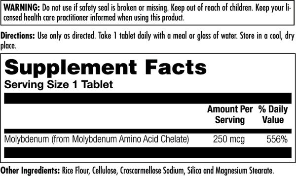 Molybdenum Amino Acid Chelate Tablets 100ct by KAL