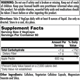 Apple Pectin Vegcaps 600 mg 120ct by KAL