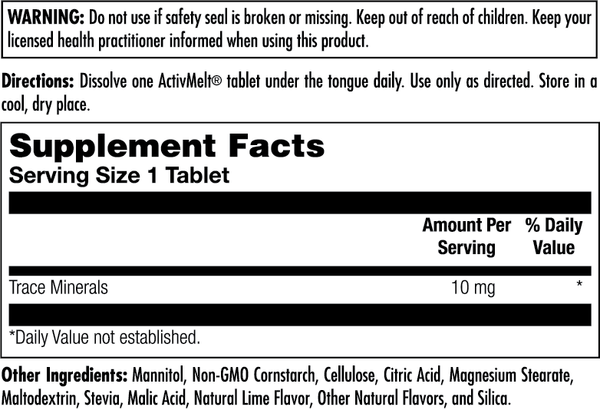 Trace Minerals 10 mg ActivMelt Instant Dissolve Tablets 90ct by KAL