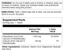 Pantothenic Acid SR  50ct 1000mg by Kal