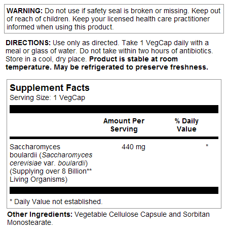 Saccharomyces Boulardii 8 bil  60ct 8bil veg cap by Kal