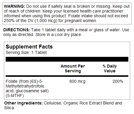 Methyl Folate  90ct 800mcg by Kal