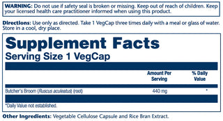 Butchers Broom 100ct 440mg veg cap by Solaray