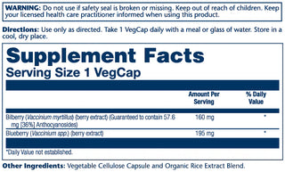 Bilberry 36% Anthocyanosides 30ct 160mg veg cap