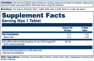 GarliCare EC-Odor Controlled w 4.8mg Allicin 60ct 12000mcg by Solaray