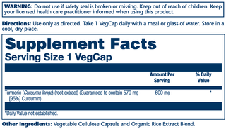 Turmeric 60ct 600mg veg cap by Solaray