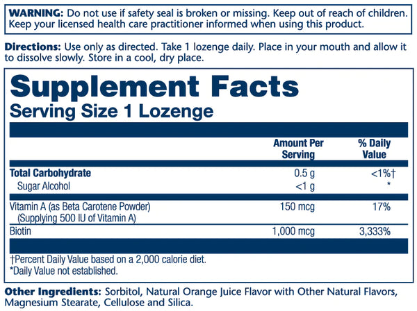 Biotin 1000 mcg, 100 tbl  100ct 1000mcg lozenge