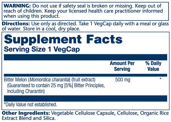 Bitter Melon 60ct 500mg veg cap by Solaray