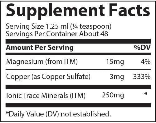 Liquid Ionic Copper 3mg - 2 FL OZ (Trace Minerals Research)