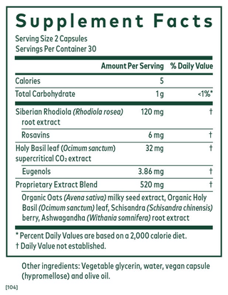 Daytime HPA (formerly HPA AXIS: Daytime Maintenance) 60 caps - Gaia Herbs Professional Solutions