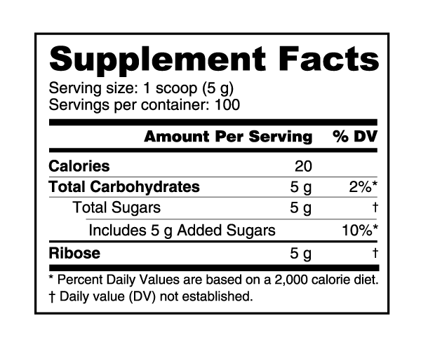 Ribose Powder 500G - 1.1 LB (NutraBio)