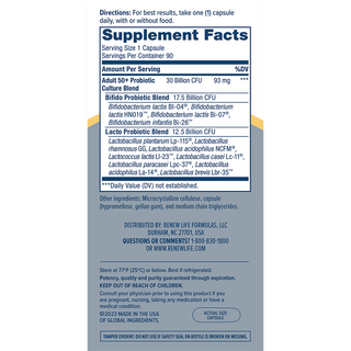 Ultimate Flora Adult 50+ 30 Billion - 90 Vegetable Capsules (Renew Life)