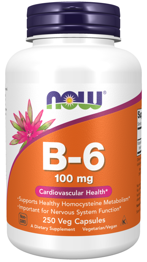 B-6 100mg - 250 Veg Capsules (Now Foods)