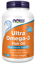 ultra omega-3 fo 500/250 fish gelatin  180 fsg by Now Foods